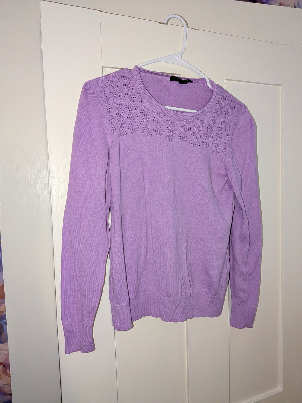 Banana Republic Lavender Crewneck Sweater with Lace Yoke